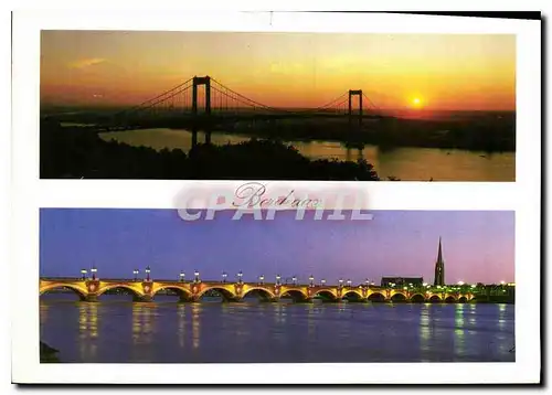 Moderne Karte Bordeaux Le Pont of Aquitaibe et le Pont de Pierre a Bordeaux