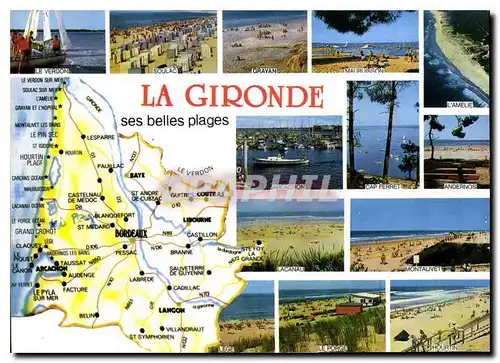 Moderne Karte La Gironde et ses belles plages