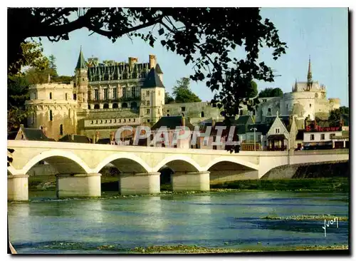 Moderne Karte Val de LOire Amboise Indre et Loire Le Chateau et le Pont sur la Loire