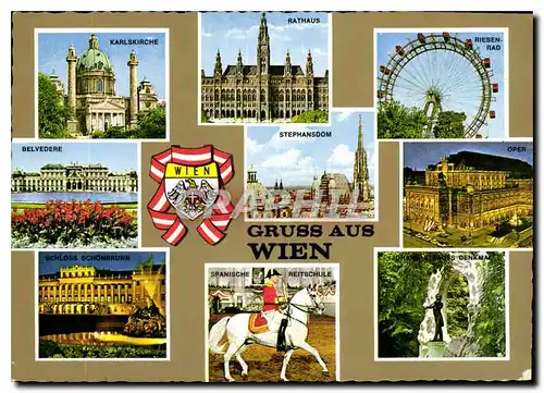 Cartes postales moderne Kariskirche Rathaus Riesenrad