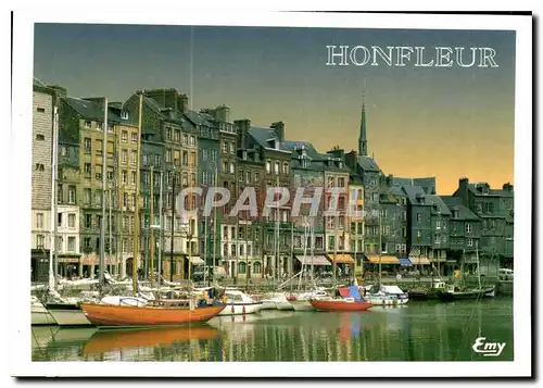 Cartes postales moderne Honfleur Calvcados Le Vieux bassin le quai Sainte Catherine et ses facades typiques