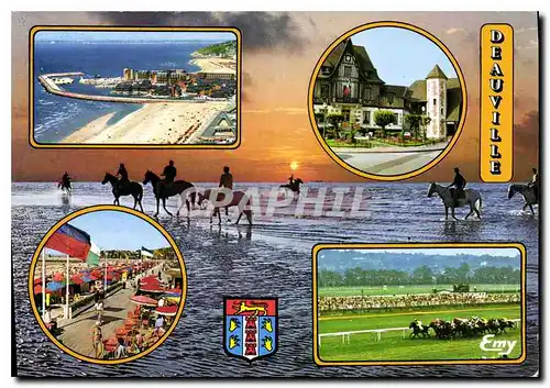 Moderne Karte Deauville Calvados Vue aerienne de Port Deauville