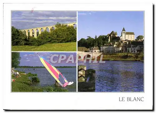 Cartes postales moderne Le Blanc Indre Le viaduc L'Etang de la Gabriere Le bord de la Creuse Planche a voile