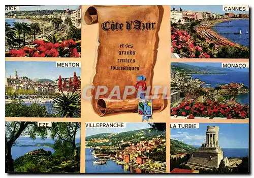 Cartes postales moderne Cote d'Azur French Riviera Les grands centres touristiques