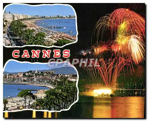 Cartes postales moderne Cote d'Azur French Riviera Cannes Alpes Maritimes Feu d'Artificie Souvenir de Cannes