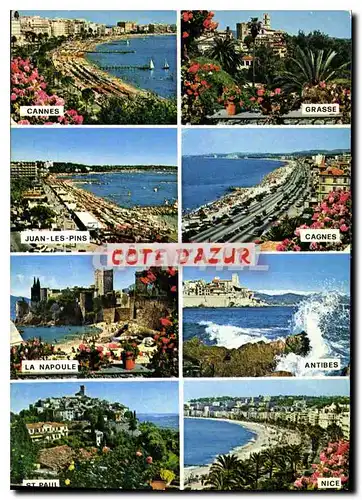 Moderne Karte Cote d'Azur French Riviera Les Sites pittoresques de la Cote d'Azur