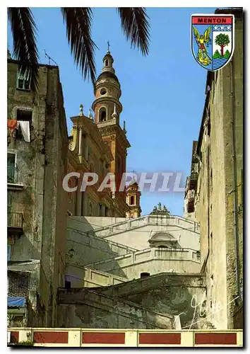 Cartes postales moderne Images er Lumieres de France Menton Alpes Maritimes Escaller menant a l'Eglise St Michel