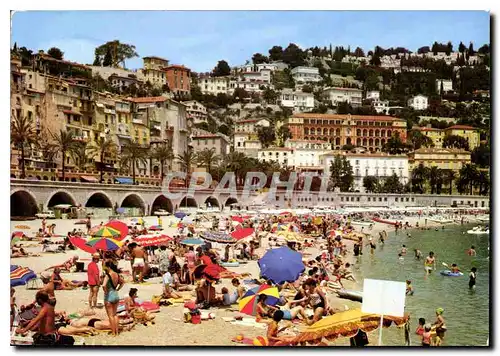 Moderne Karte Les Sites Merveilleux de la Cote d'Azur Menton La Plage a l'heure du bain