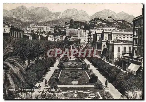 Cartes postales moderne Menton Les Jardin Public et les Montagnes de Ste Agnes