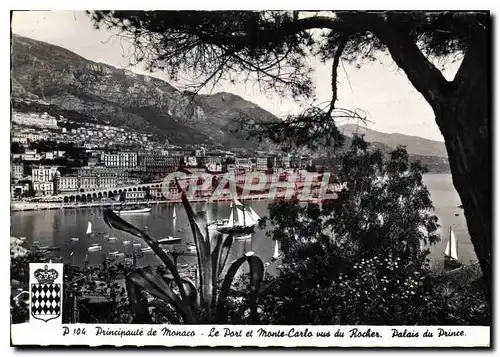 Cartes postales moderne Principaute de Monaco Le Port et Monte Carlo vus de Rochers Palais du Prince