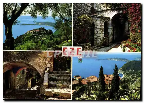 Moderne Karte Cote d'Azur French Riviera Eze Alpes Maritimes Vues pittoresques du village