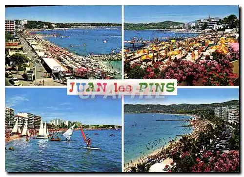 Moderne Karte Cote d'Azur French Riviera Juan Les Pins Alpes Maritimes Vues generales des plages