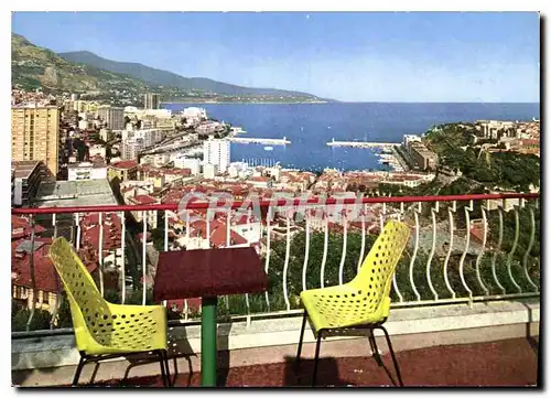Moderne Karte Principaute de Monaco Vue panoramique sur la Principaute
