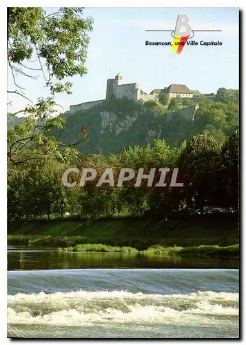 Moderne Karte Images de Franche Comte Besancon Doubs Promenade Micaud Le barrage sur le Doubs au fond la Citad