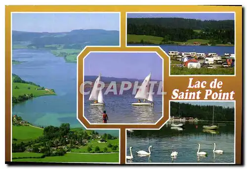 Moderne Karte Lac de Saint Point Doubs le sixieme de France par sa superficie