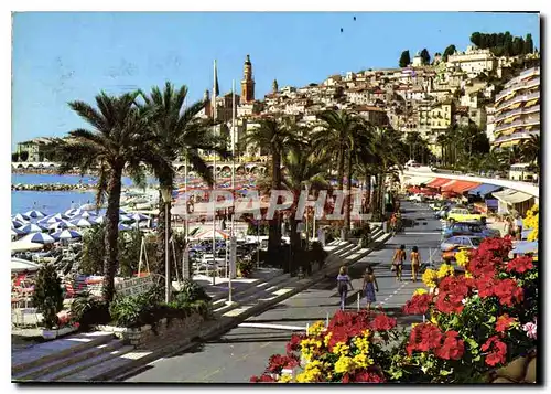 Cartes postales moderne Cote d'Azur Menton La Promenade les plages et la vieille ville