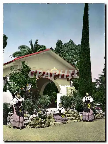 Moderne Karte Cote d'Azur et Provence Mas provencal et jeunes filles en costume local