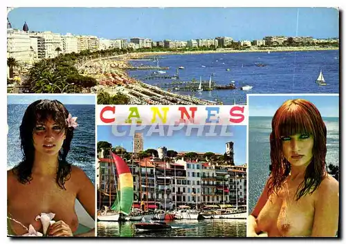 Moderne Karte Cannes Cote d'Azur French Riviera Souvenir de Cannes