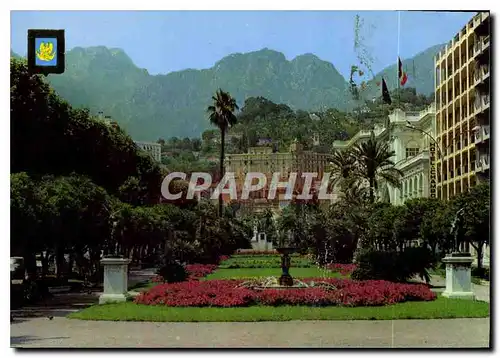 Cartes postales moderne Menton Le Jardin Public et les Montagnes de Gamte Agnes