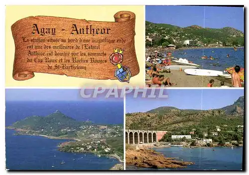 Cartes postales moderne La Cote d'Azur Agay la plage et vue generale sur le Cap Dramont Antheor le viaduc et le Massif d