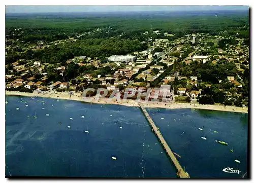 Moderne Karte Andernos les Bains Gironde Vue generale aerienne La jetee la plage et centre ville