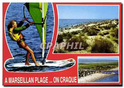 Cartes postales moderne En Parcourant la Cote Mediterraneenne Marseillan Plage Herault Planche a voile