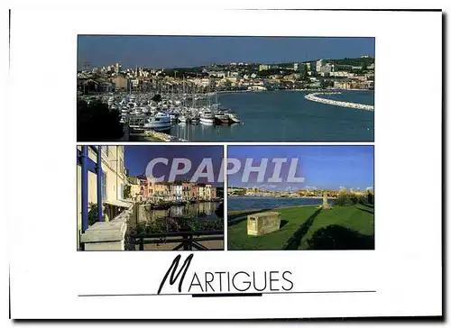 Moderne Karte Martigues Bouches du Rhone France la Venis Provencale vue generale le Miroir aux Oiseaux le Jard