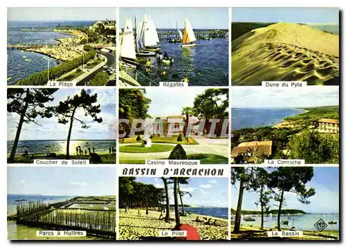 Cartes postales moderne Bassin d'Arcachon coucher de Soleil Casino Mauresque la Corniche Parcs a Huitres le Pilat le Bas