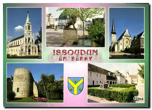 Moderne Karte Issoudun Indre Basilique du Sacre Coeur Place du 10 Juin Les Lions Eglise Saint Cyr Ruine d'une