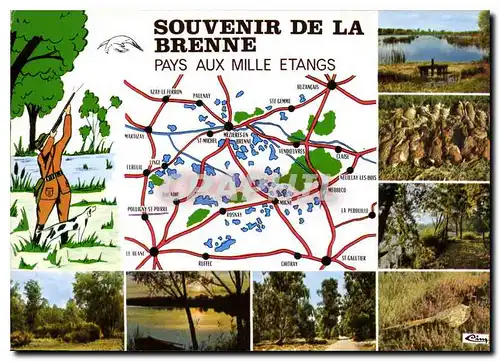 Moderne Karte Souvenir de la Brenne Pays aux Mille Etangs Chasse