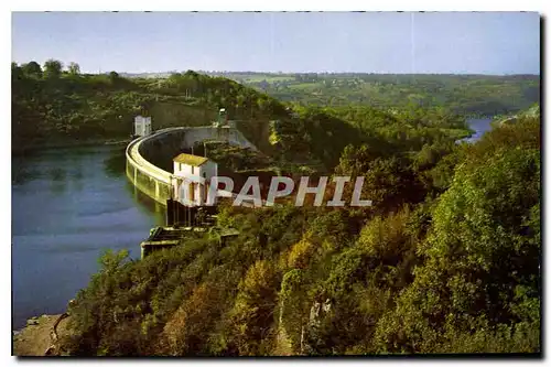 Moderne Karte Vallee de la Creuse le Barrage d'Eguzon magnifique ouvrage d'art au fond a droite le Pont des Pi