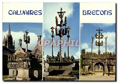 Cartes postales moderne La Bretagne en couleurs les Grands Calvaires du XVII S Guimiliau Saint Thegonnec et Plougastel D