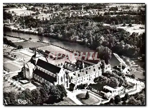 Moderne Karte Fontgombault Indre Abbaye Notre Dame vue de l'Ouest vue aerienne