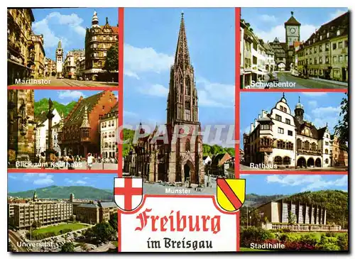 Cartes postales moderne Freiburg in Breisgau Munster Rathaus Universitat Stadthalle