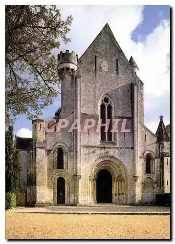 Moderne Karte Abbaye Notre Dame de Fontgombault Indre la facade de l'eglise