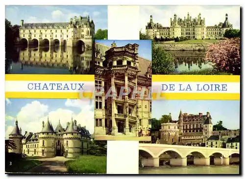 Moderne Karte Les Chateaux du Val de Loire Chenonceaux Chambord Chaumont Blois l'escalier Francois Ier Amboise