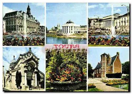 Cartes postales moderne Les Merveilles du Val de Loire Tours Indre et Loire l'Hotel de Ville la Loire la bibliotheque mu