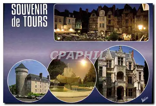 Cartes postales moderne Les Merveilles du Val de Loire Tours Indre et Loire Place Plumerau le Chateau Royal Fontaine Pla