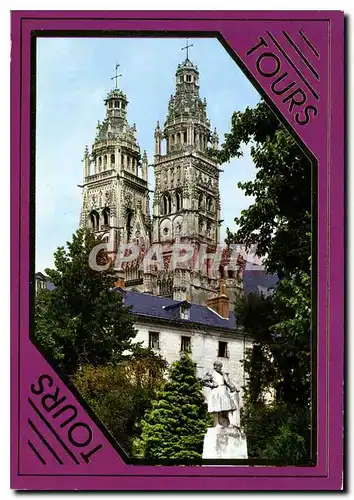 Cartes postales moderne Le Val de Loire tours Indre et loire les clochers de la cathedrale Saint Gatien vus de la Place