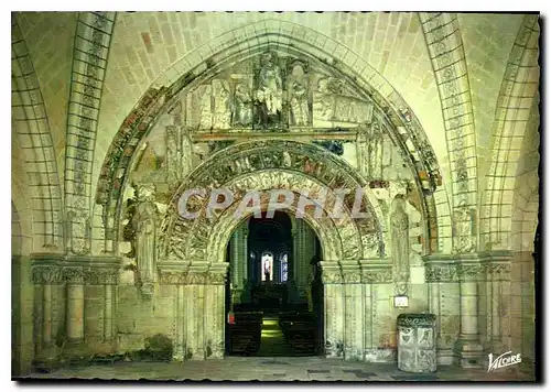 Moderne Karte Les Merveilles du Val de Loire Loches Indre et Loire le Porche roman de l'eglise Saint ours XII