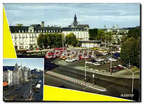 Moderne Karte Tours Indre et Loire Place du Generale leclerc et la Gare