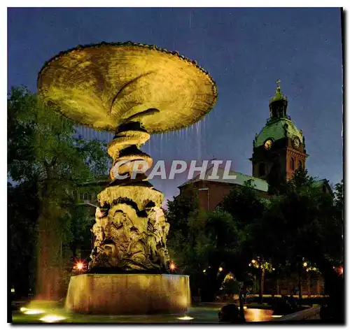 Cartes postales moderne Stockholm Molin's Fountain and St Jacob's Church