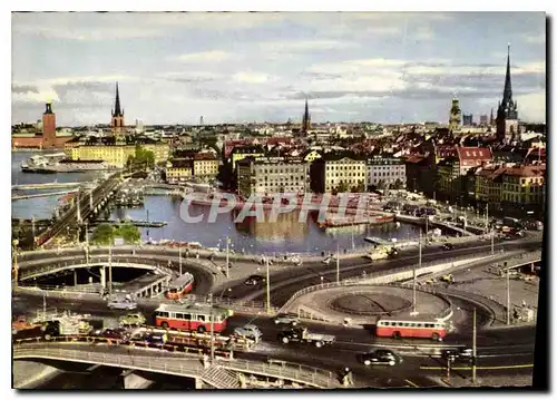 Cartes postales moderne Stockholm View of the Old Tower and The Sluice a Traffec Circus