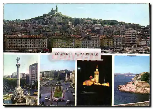 Cartes postales moderne Marseille panoramique du vieux port place Castellane quai des Belges Vierge de la Garde Petit Ni