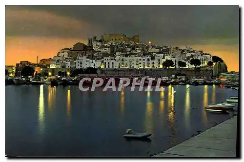 Cartes postales moderne Peniscola Castellon vue partiel nocturne