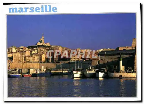 Moderne Karte Marseille Bouches du Rhone le vieux Port Notre dame de la Garde