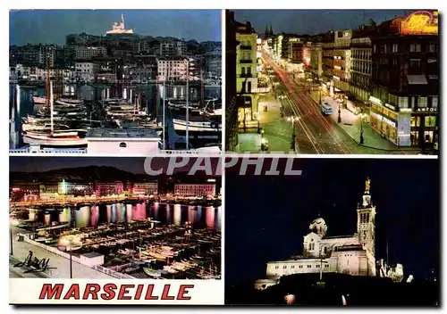 Moderne Karte Marseille Le Port la Canebiere Quai des Belges Notre Dame de la Garde