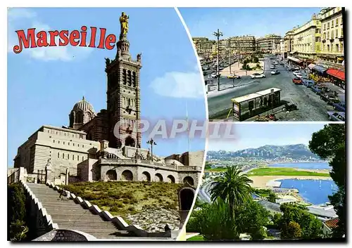 Moderne Karte Marseille Souvenir la Vierge de la Garde Quai des Belges Promenade de la Corniche