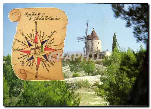 Moderne Karte Reflets de Provence Fontvieille B du R le Moulin de Daudet la rose des Vents Moulin a vent