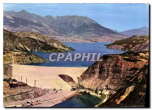 Moderne Karte Les Alpes le Barrage de Serre Poncon le Lac a la cote vue aerienne les aiguilles de Chabrieres l